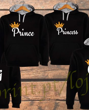 King Queen Prince Princess sweat capucho casaco camisola comprar estampada online